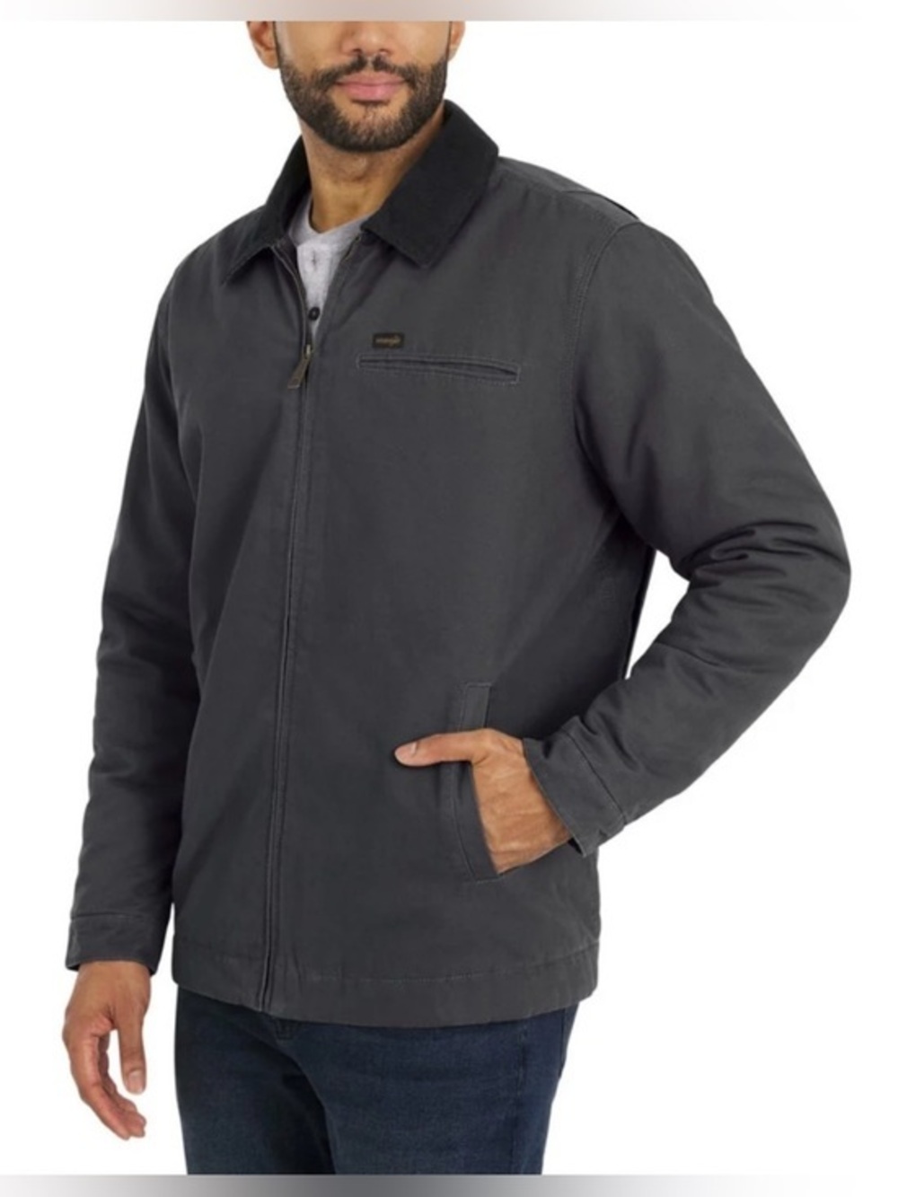 Wrangler Men's Insulated Canvas Utility Jacket Size Large Light Gray